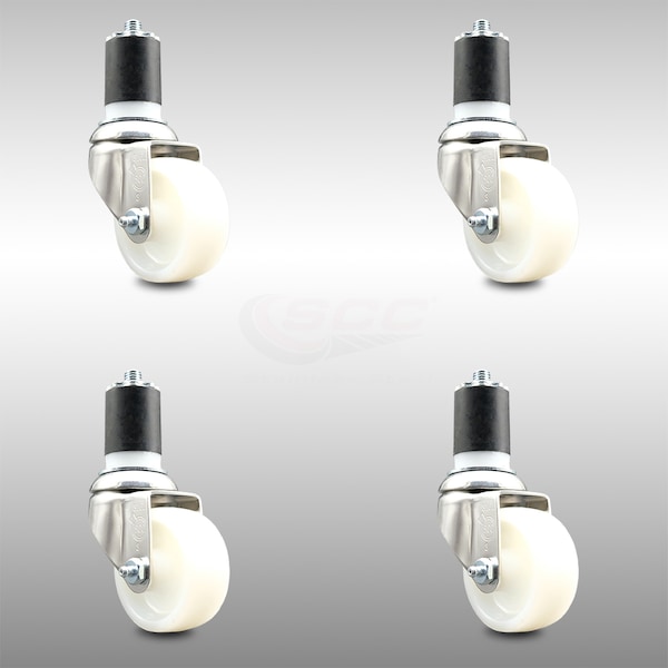 Service Caster 3 Inch 316SS Nylon Wheel Swivel 1-3/4 Inch Expanding Stem Caster Set SCC SCC-SS316EX20S314-NYS-134-4 - main